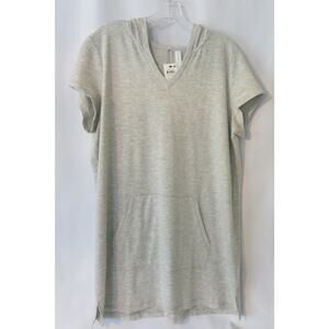 IDEOLOGY *NWT* Hoodie Tunic Short Sleeve Size XL Women Pocket Athleisure Gray